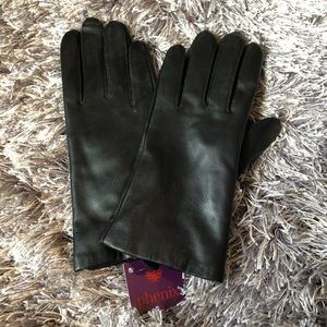 Phenix Black Cashmere Lined Leather Gloves
